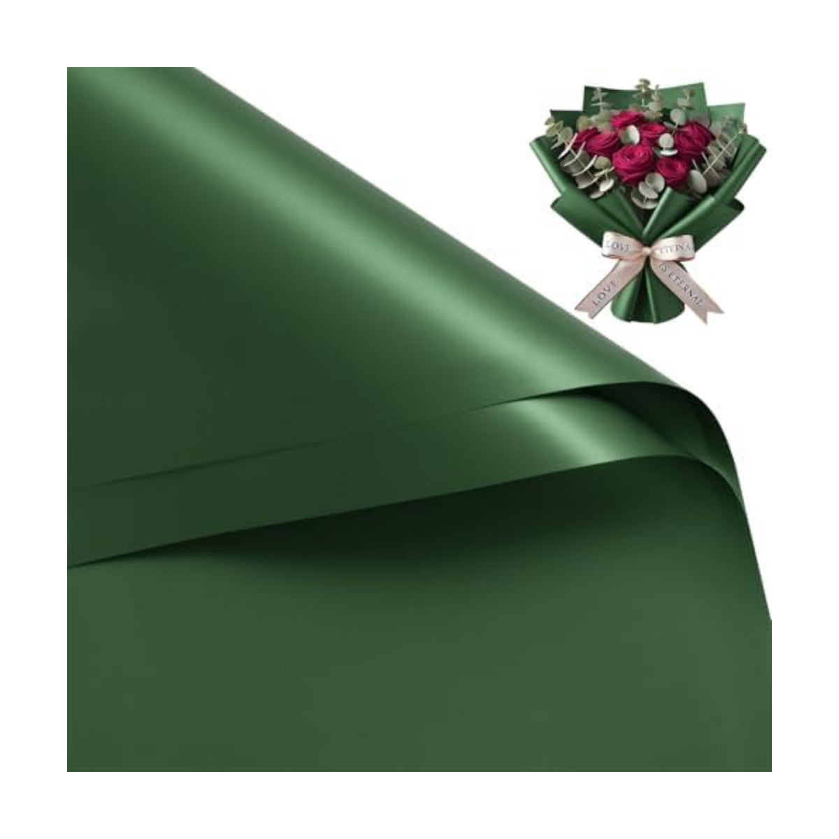 WRAPAHOLIC 20 Sheets Green Flower Wrapping Paper - 22.4 x 22.4 inch Turquoise Green Water-Resistant Floral Bouquet Wrapping Paper, Florist Supplies Packaging for Christmas Birthday Gift DIY