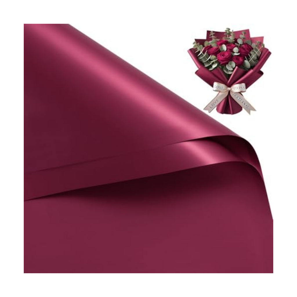 WRAPAHOLIC 20 Sheets Red Flower Wrapping Paper - 22.4 x 22.4 inch Cherry Red Water-Resistant Floral Bouquet Wrapping Paper, Florist Supplies Packaging for Valentine's Day Birthday Christmas Gift DIY