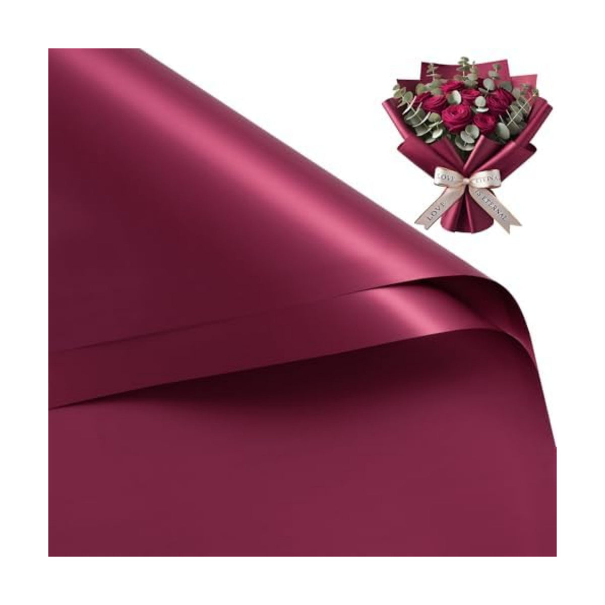 WRAPAHOLIC 20 Sheets Red Flower Wrapping Paper - 22.4 x 22.4 inch Cherry Red Water-Resistant Floral Bouquet Wrapping Paper, Florist Supplies Packaging for Valentine's Day Birthday Christmas Gift DIY