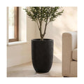 Oakrain 17.7" Tall Planter for Indoor Plants, Black Large Floor Planter | Flower Pot with Handcrafted Herringbone