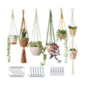 Bouqlife 6 Pack Macrame Plant Hangers Set with Hooks Indoor Hanging Planters with Patterns Handmade Cotton Rope Crochet