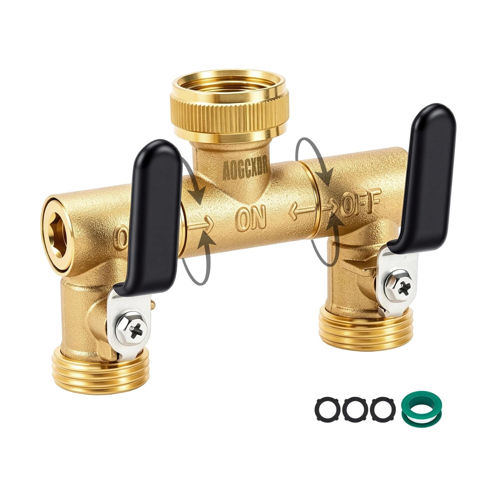 Garden Hose Splitter 2 Way, 360° Rotatable Brass Water Hose Y Splitter. | Outdoor Heavy Duty Spigot, 2 Way Faucet