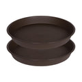 2 Pack of 18 19 inch Plant Saucer Drip Tray (16.6 inch Base), Heavy Duty Deep Plant Saucers for Pots, Plastic Flower Planter Water Trays for Indoors Outdoor (19", Dark Brown)