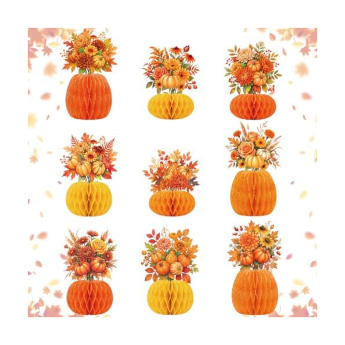 AmazingSpark 9 Pcs Fall Paper Honeycomb Centerpiece for Table Flower Decor