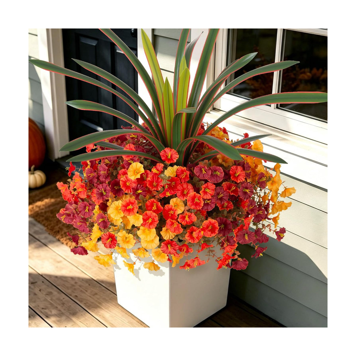 INXUGAO Artificial Fall Flowers UV Fake Orchid Plant Mum for Outdoors Decor