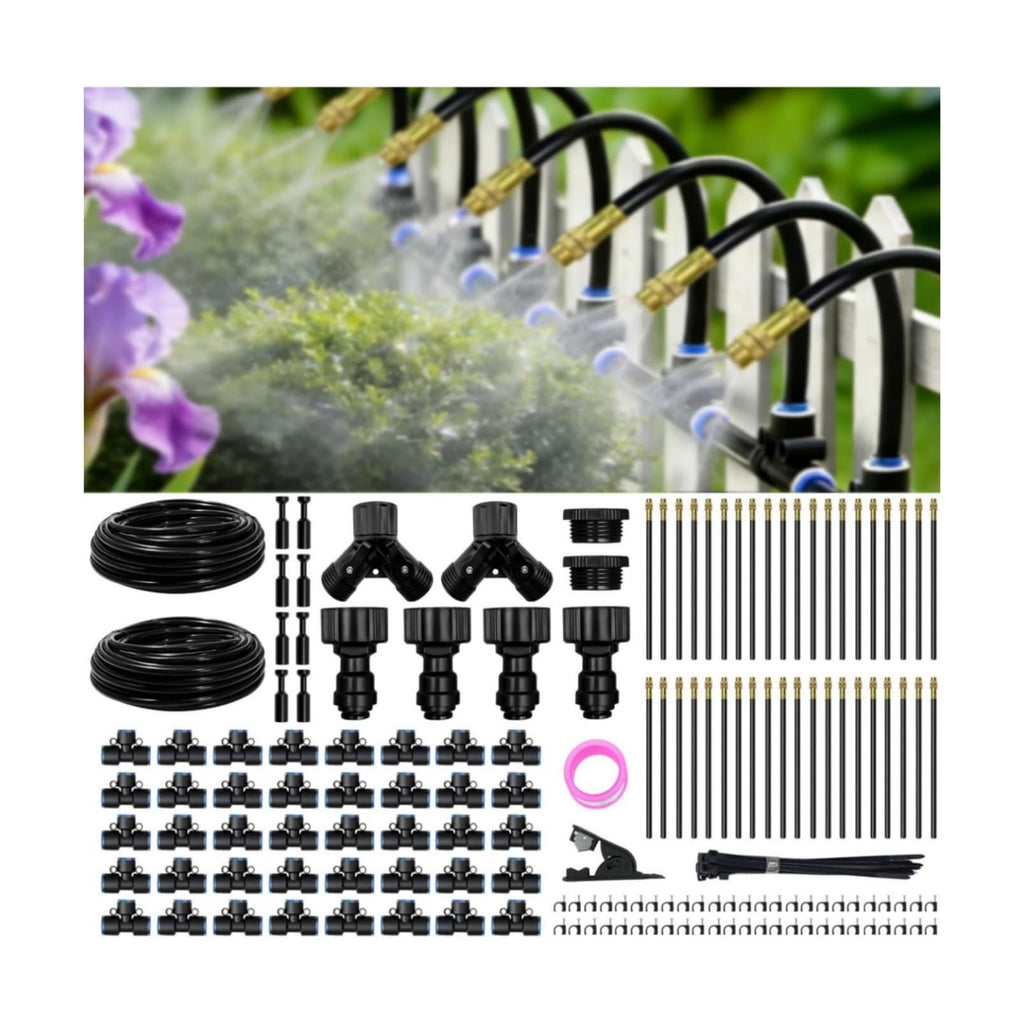 200FT Drip Irrigation Kit, 40 360° Copper Nozzles, Garden Watering System | Large Coverage, Drip Irrigation Parts