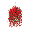 Artificial Flowers with Hanging Basket, Outdoor Faux Plants UV Resistant