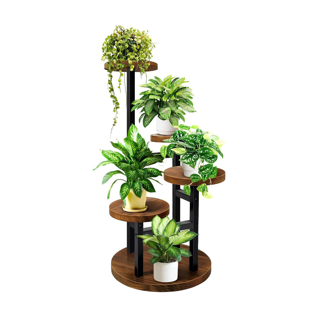 4 Tier Plant Stand Indoor | Metal Wood Plant Stands For Indoor Plants, Corner Tiered Flower Plant Shelf Rack for Living