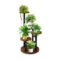 4 Tier Plant Stand Indoor | Metal Wood Plant Stands For Indoor Plants, Corner Tiered Flower Plant Shelf Rack for Living