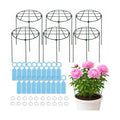 6-Pack Plant Support Stakes 11.8"x 15.7" Metal Plant Support Rings, Rustproof Peony Cages with 3-Leg Stand for