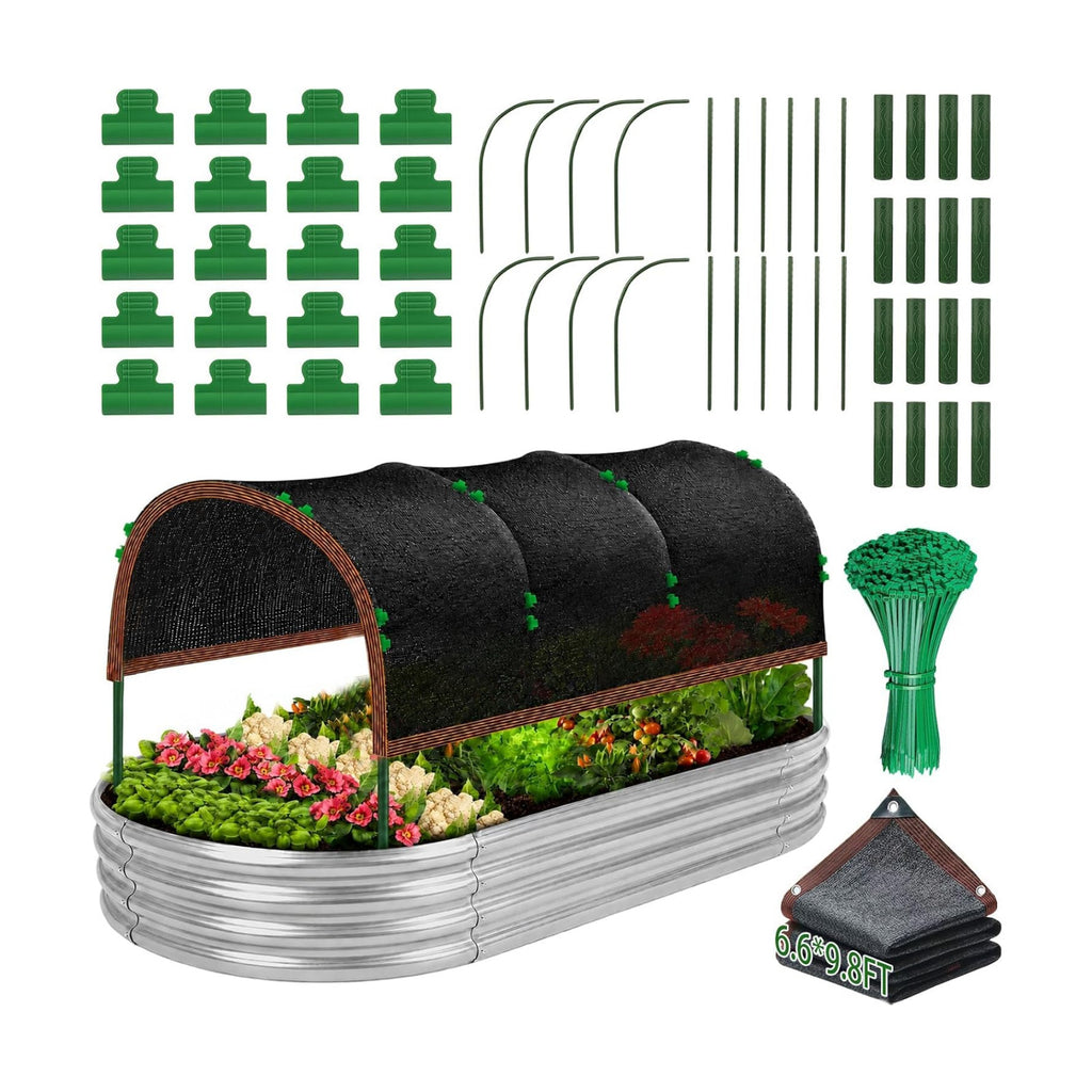 Fayoo 118" x 78.7" Garden Shade Kit with Poles, 70% Shade Cloth for Garden | 4 Sets Garden U-Hoops, Garden Sun Shade