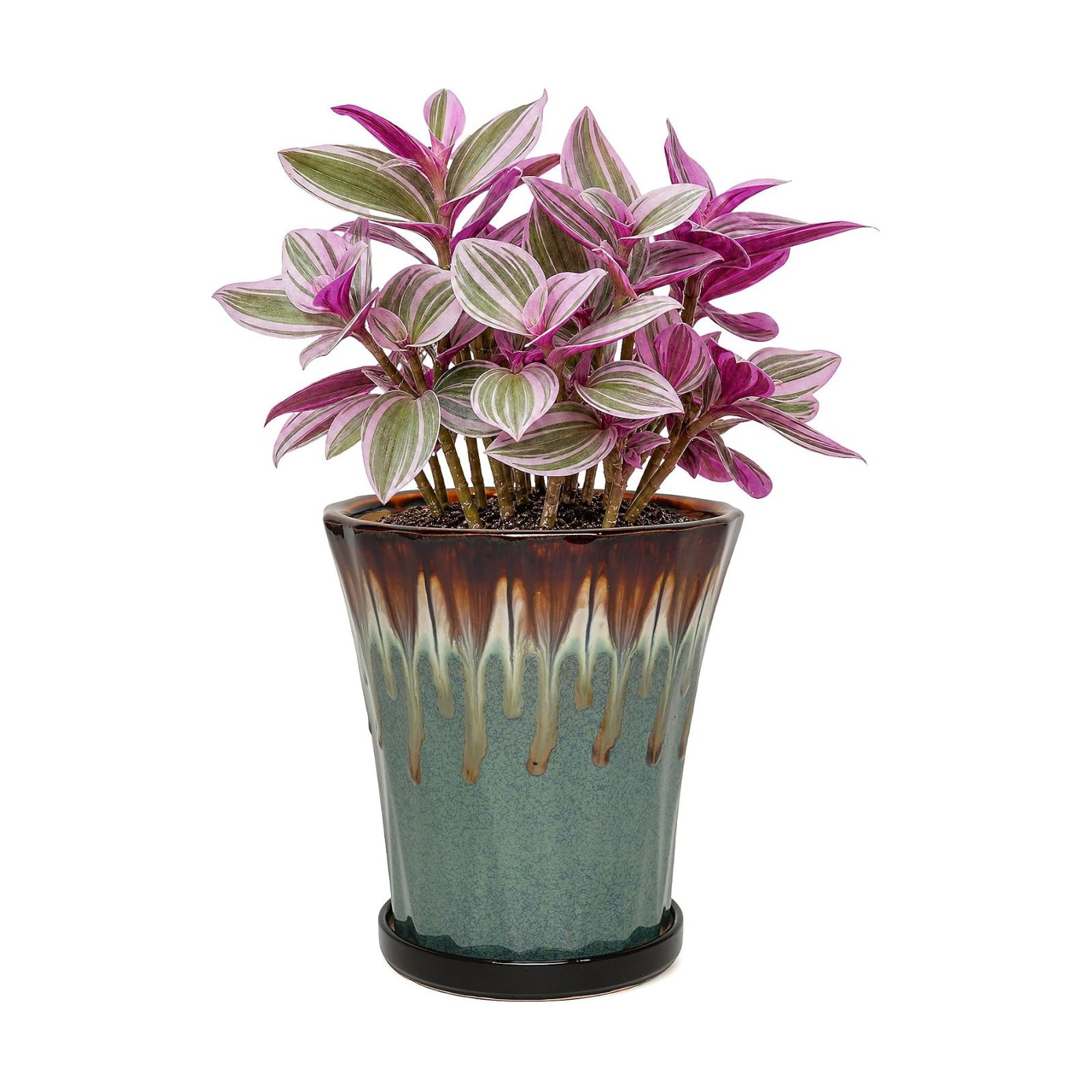 6.6 Inch Ceramic Planters with Drainage Hole and Saucer,Indoor Outdoor Large Flower Pots, Garden Pot for Plant Lovers
