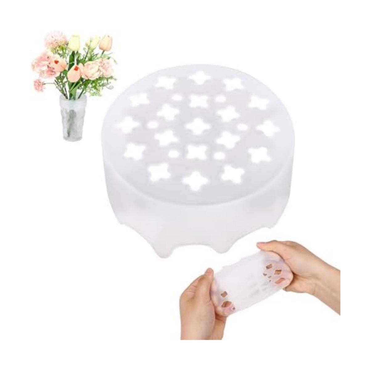 Sinbana 2pcs Clear Silicone Flower Grid, 8x4cm/3.15x1.57in Flexible Flower Arranger Grid Reusable & Waterproof Floral Stem Holder for Vase DIY Arrangements Home Wedding Party Decoration