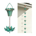 10 FT Lotus Rain Chain with Adapter for Gutters Downspouts Outside | Large Opening to Avoid Splashing, Adjustable