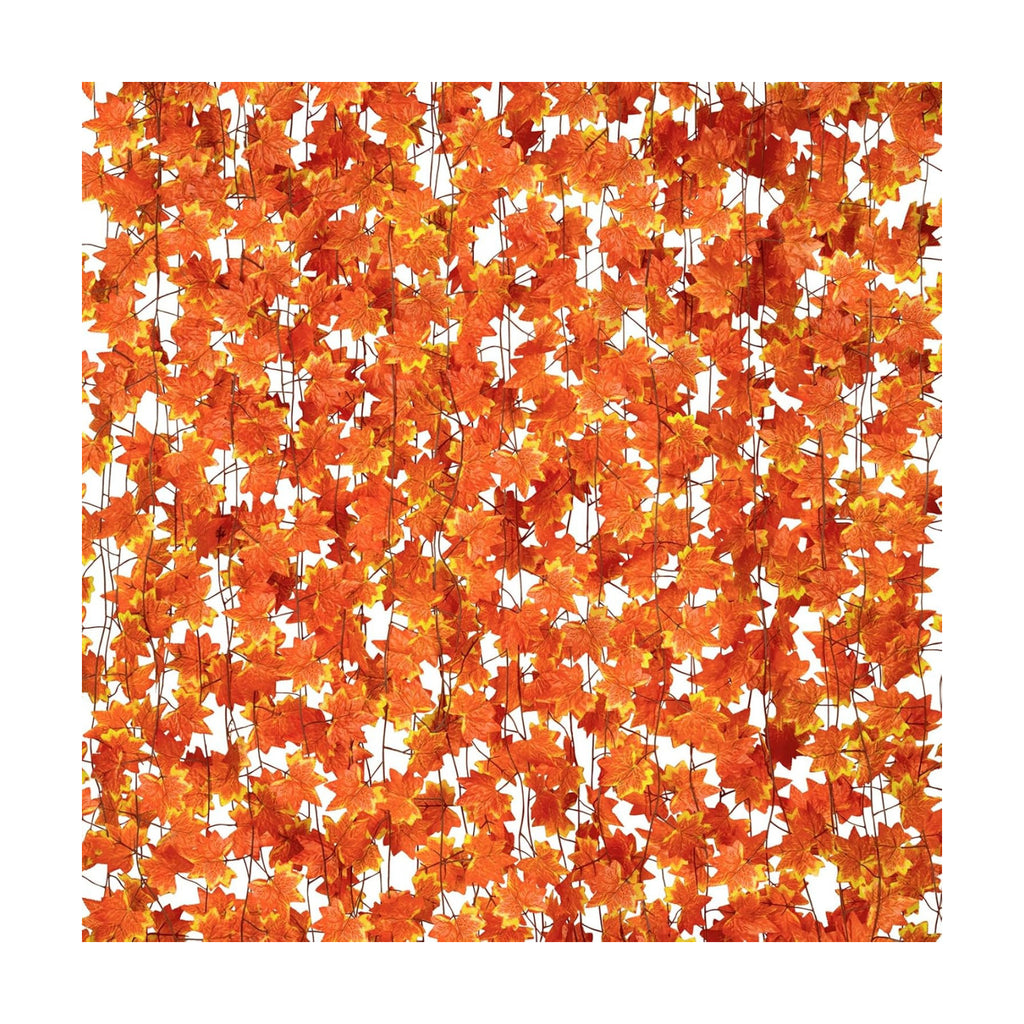 CQURE 72 Pack Fall Leaf Garland, Total 504 Ft Artificial Fall Maple Leaves Autumn Vines Garland Thanksgiving Decor for Home Fireplace Party