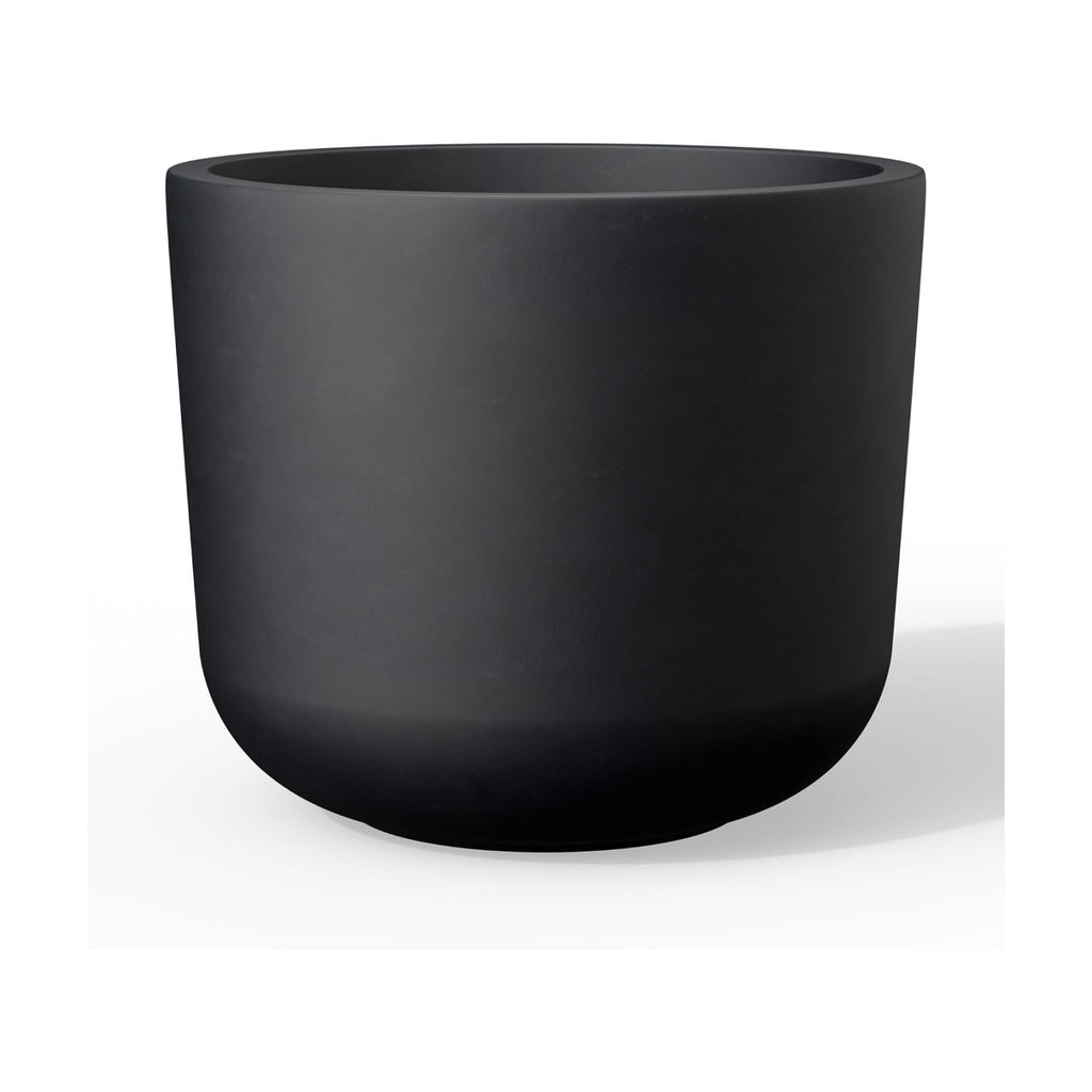 Kante Small Round Capsule Black Concrete Planter 9" Dia, Outdoor | Rubber Plug for Indoor, Drainage for Garden