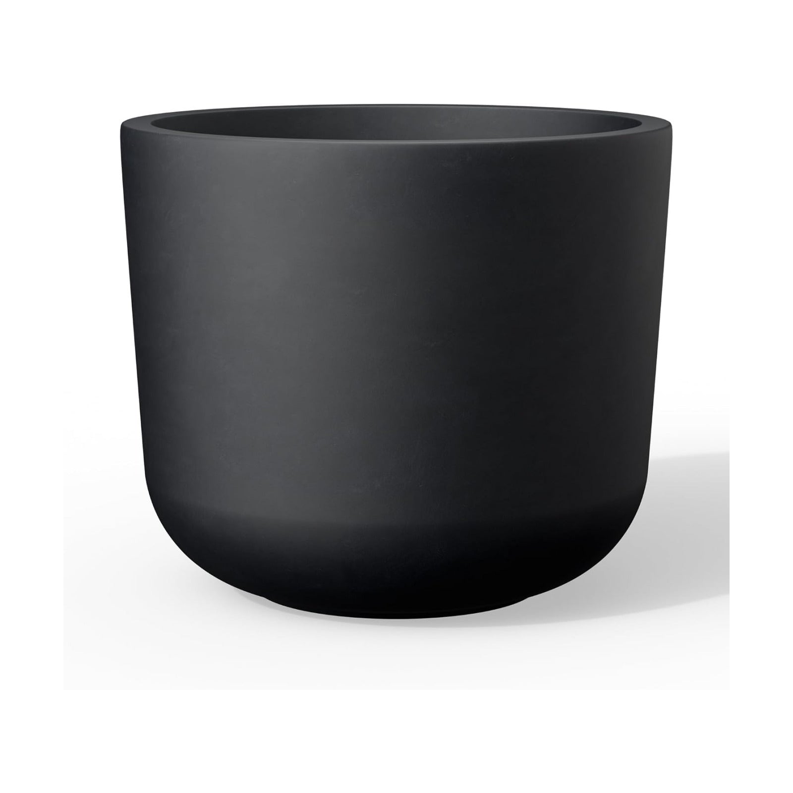 Kante Small Round Capsule Black Concrete Planter 9" Dia, Outdoor | Rubber Plug for Indoor, Drainage for Garden