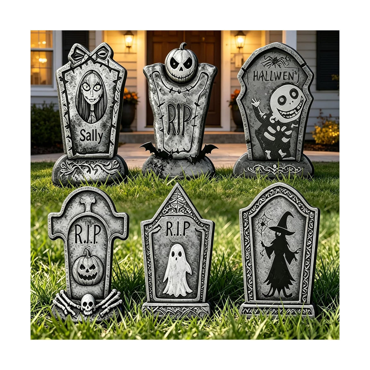 16.5-inch Halloween Courtyard Monument Stone Set - 6-piece.
