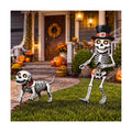Geelin 2 Pack Halloween Metal Garden Stakes, Skull Walking Dog