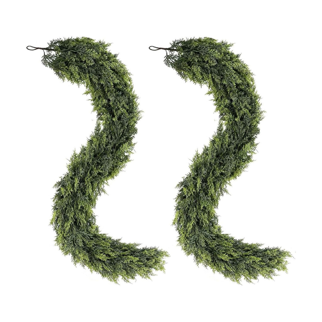 2Pcs 6Ft Christmas Cedar Garland, Realistic Artificial Pine Garland