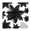 Childom 15 PCS Black Artificial Poinsettia Flowers with Clips,Christmas Decorations Glitter Poinsettia Christmas Ornaments Xmas Tree Flower with Stems DIY Xmas Wreath Home Holiday Party Supplies