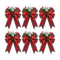 Moucuny 6 Pcs Christmas Burlap Bows Red and Green Plaid