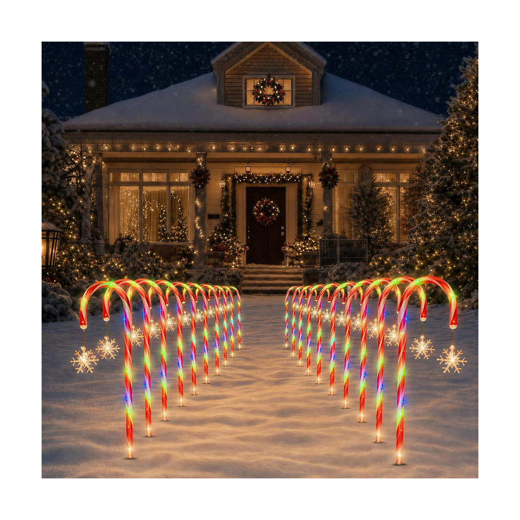 20 Pack Solar Candy Cane Pathway Lights, Multicolor Christmas Yard Decor