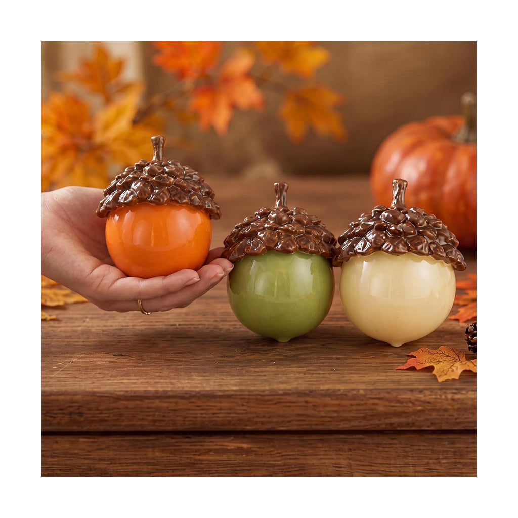 RattanView 3 Piece Large Fall Resin Acorns Decor, 3.15" Acorn Ornaments