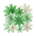 Green Paper Flower Sage Green White Paper Hanging Fans for Wall(10Pcs)