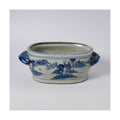 JINDEZHEN Vintage Blue and White Flower & Birds Porcelain Footbath Planter Chinoiserie Scenery Motif Ceramic Flower Pot