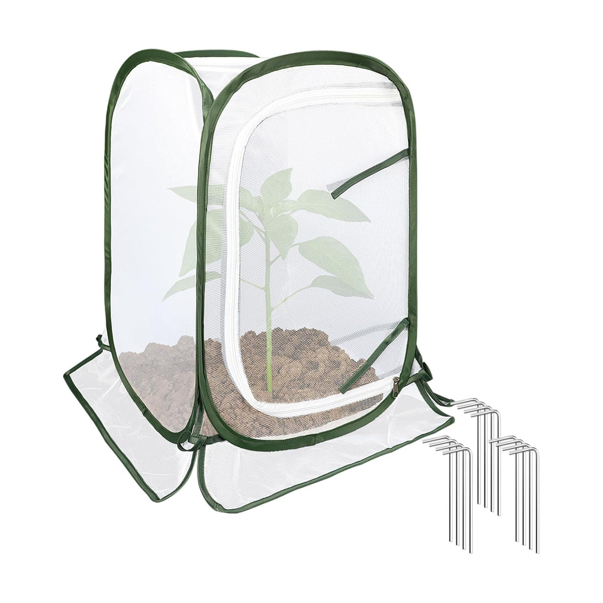 Augshy Pop Up Plant Covers, Mesh Net Protectors Cage with Ground Stakes
