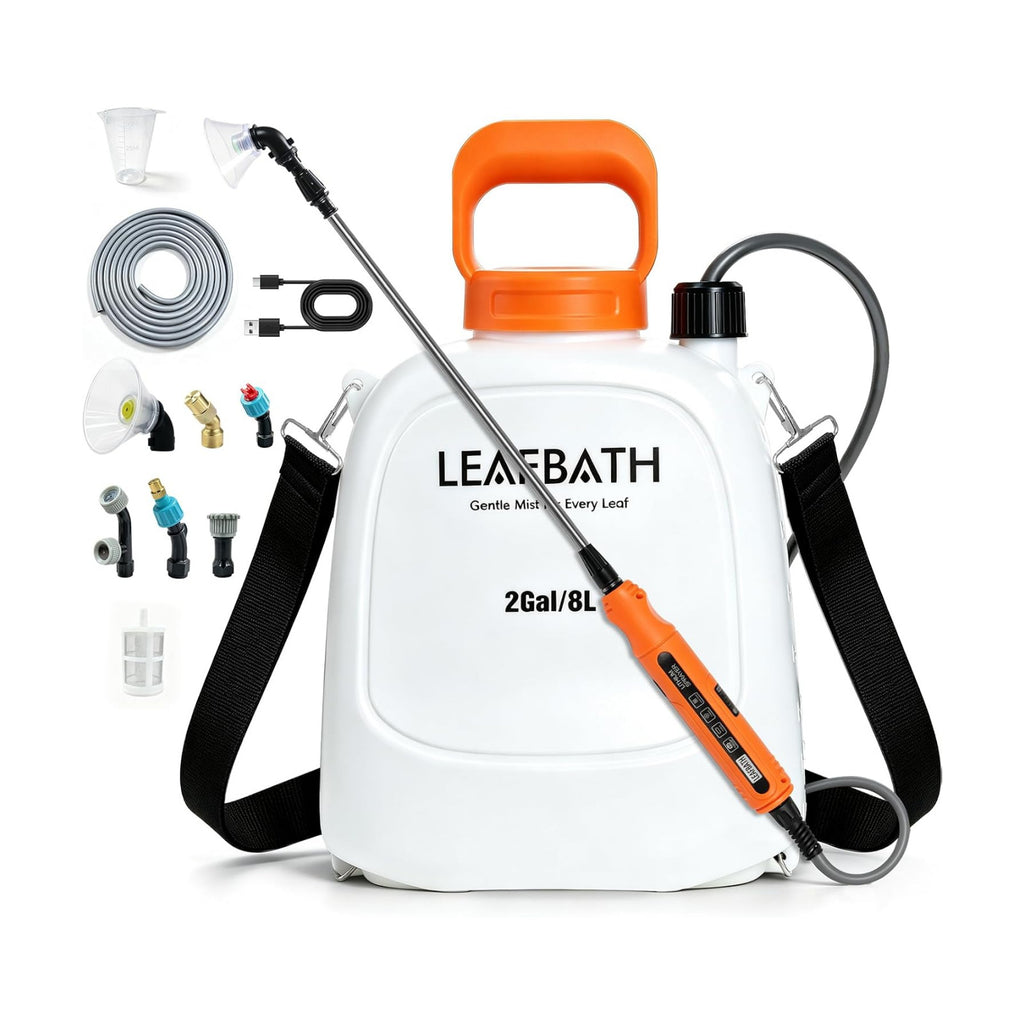 2 Gallon Battery Powered Backpack Sprayer - Rechargeable Electric Garden Sprayer, Comes with an Extra 10FT Hose, 2
