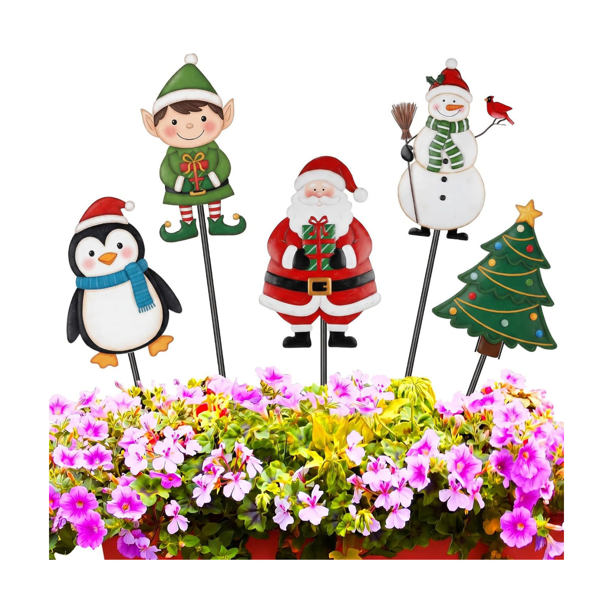 Roowest 5 Pack 12'' H Metal Christmas Yard Stakes Outdoor Decorations