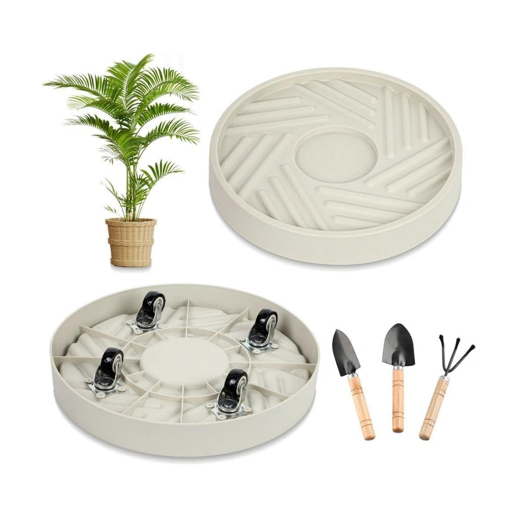 1 Pcs Plant Caddy with Wheels 14.76 Inch Hidden Wheels Heavy Duty Rolling Plant Stand, Indoor Outdoor Plant Saucer Tray