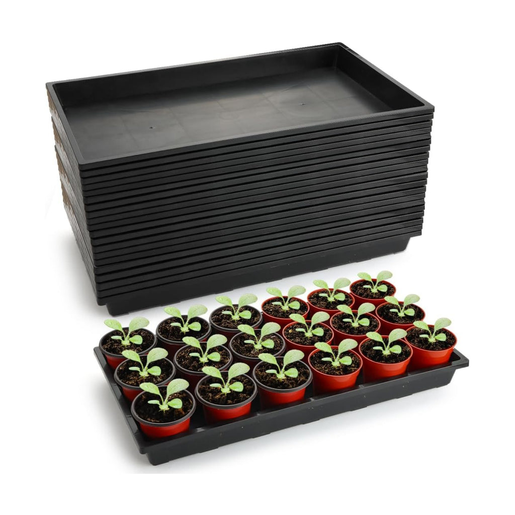 RooTrimmer 1020 Nursery Pot Trays 20 Pack, Plastic Flat Seed Starter Tray, Reusable Seedling Starting Tray for Holding