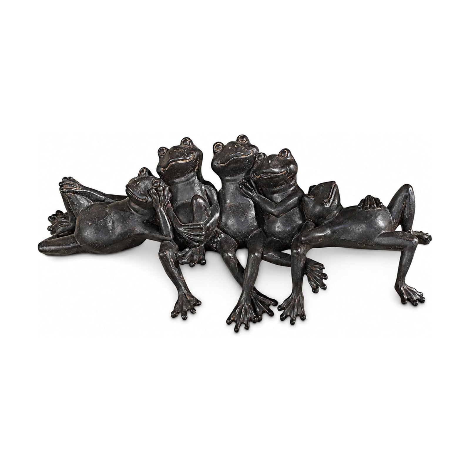 Landhoow Vintage Bronze Frog Garden Statue 15.5" W Funny Resin Figurine | Fairy Garden Yard Decorations, Whimsical