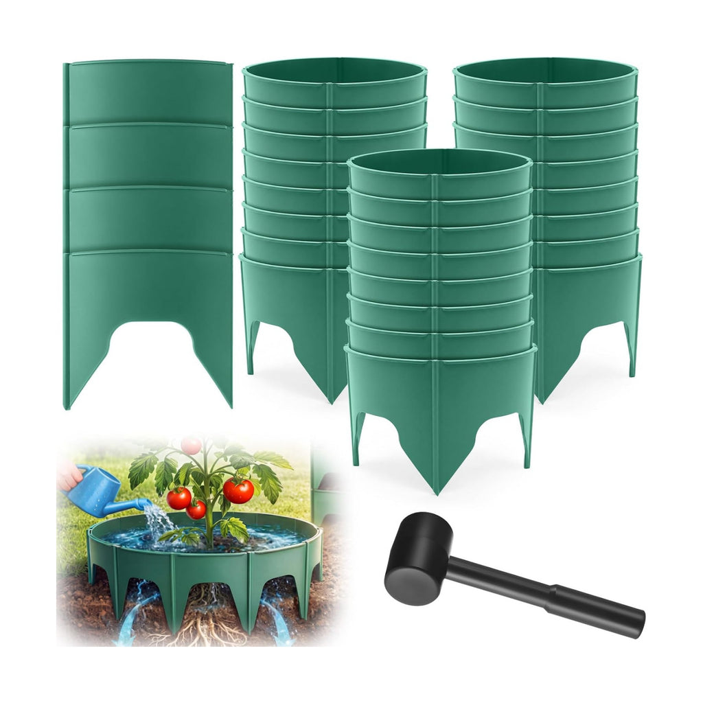100 Pcs Planting Grow Rings, Diameter Range 8.2-15.7 Inches, Adjustable Interlocking Plant Support Rings with Mallet