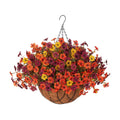 Fake Mums Artificial Fall Flowers Hanging Baskets Outdoors for Decoration