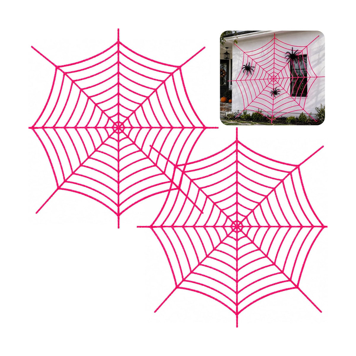 11.81Ft Halloween Pink Spider Web Decoration, 2 Pcs Cute Cobweb Wall Decor