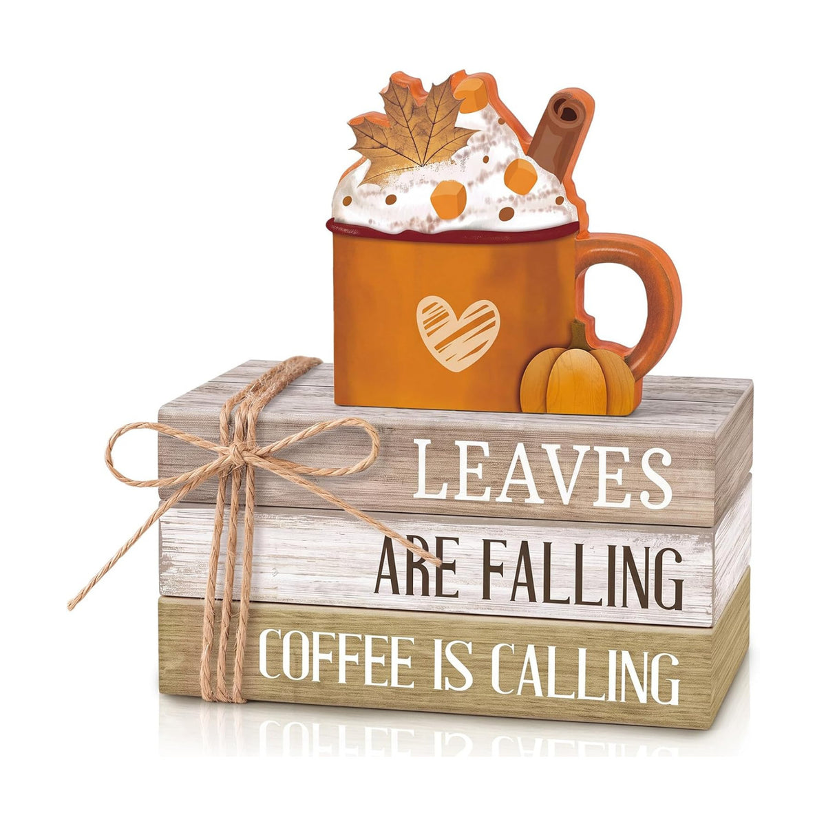 4 Pcs Fall Coffee Table Decorations Fall Tiered Tray Decor Thanksgiving Centerpiece Rustic Wooden Hot Cocoa Cup Maple Leaves Pumpkin Sign for Autumn Harvest Party Coffee Bar Kitchen Home