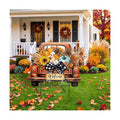 Weysat Fall Decor Outdoor Metal Pumpkin Truck Welcome Yard Sign with Bow