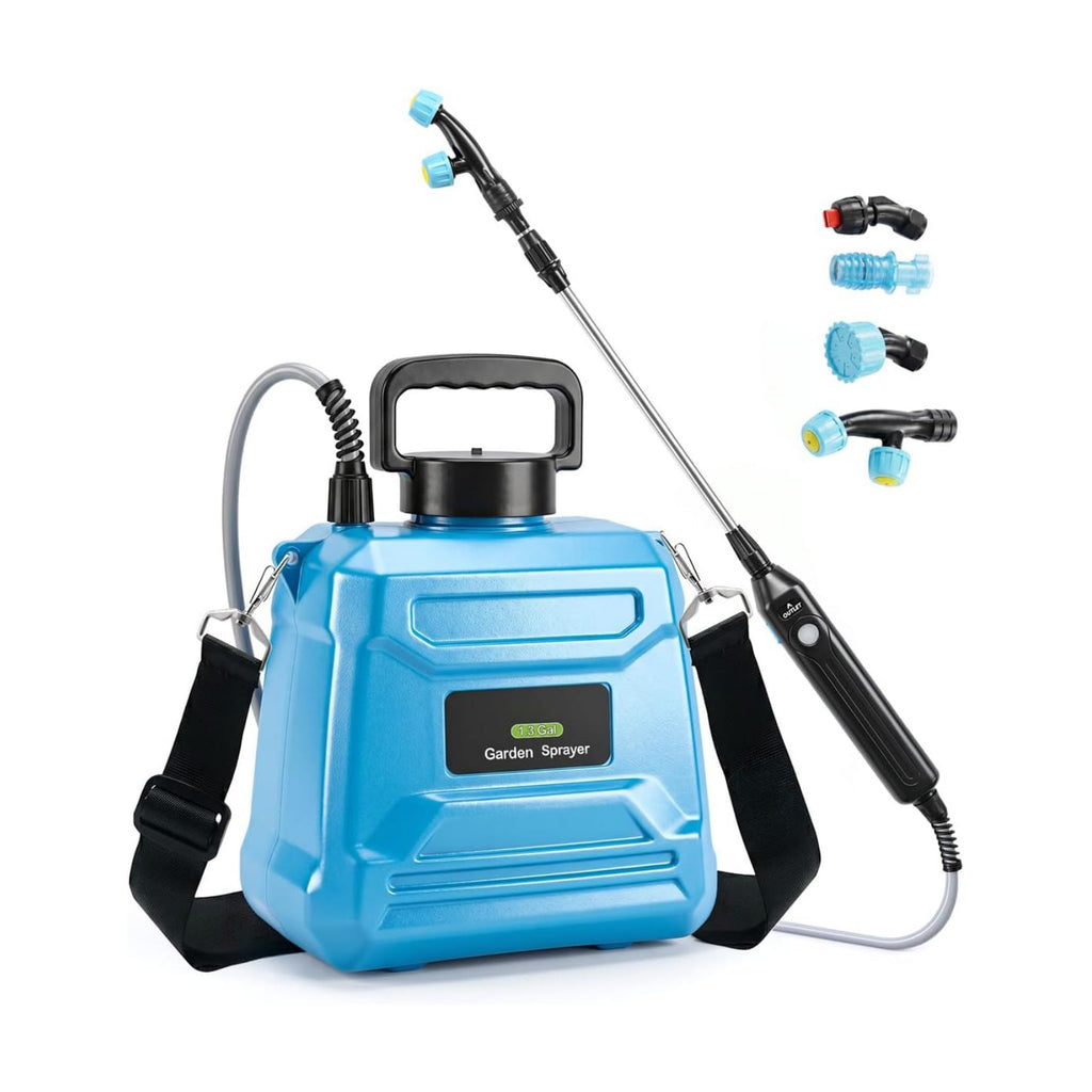 1.3 Gallon Battery Powered Garden Sprayer, Electric Plant Sprayer | 5 Spray Modes, Adjustable Extension Wand, USB-C