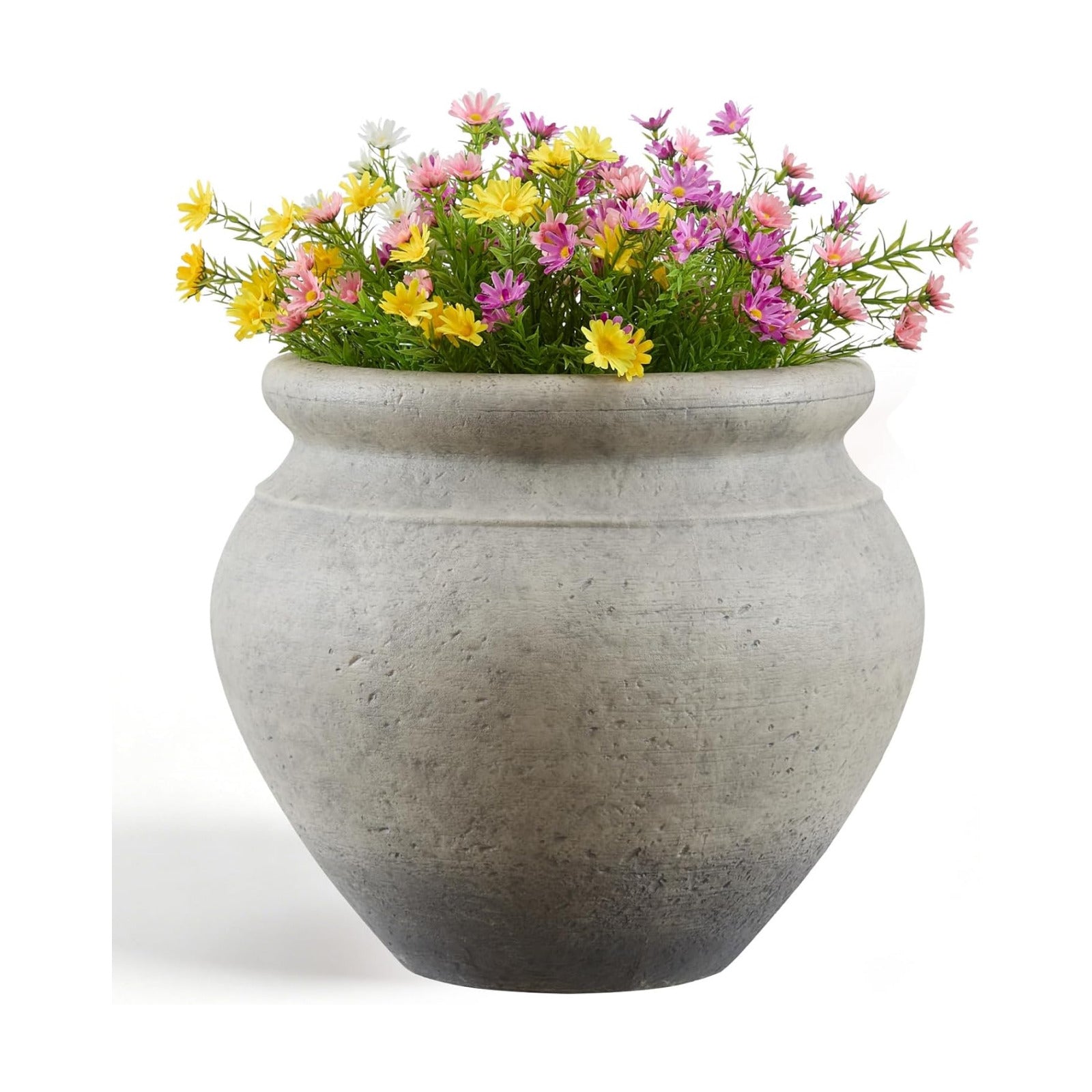 16 Inch Tall Round Planter Pot, 18.5" Dia Lightweight Plastic Planter | Removable Insert, Drainage Hole & Plug