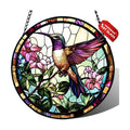 Hummingbird Stained Glass Suncatcher Window Hanging Flowers Gifts for Mom