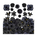 YOOHUA 50PCS Fake Flower Heads, Black Silk Artificial Roses