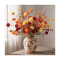 14Pcs Fall Flowers Artificial Fake Silk Pompom Mum with Eucalyptus for Vase