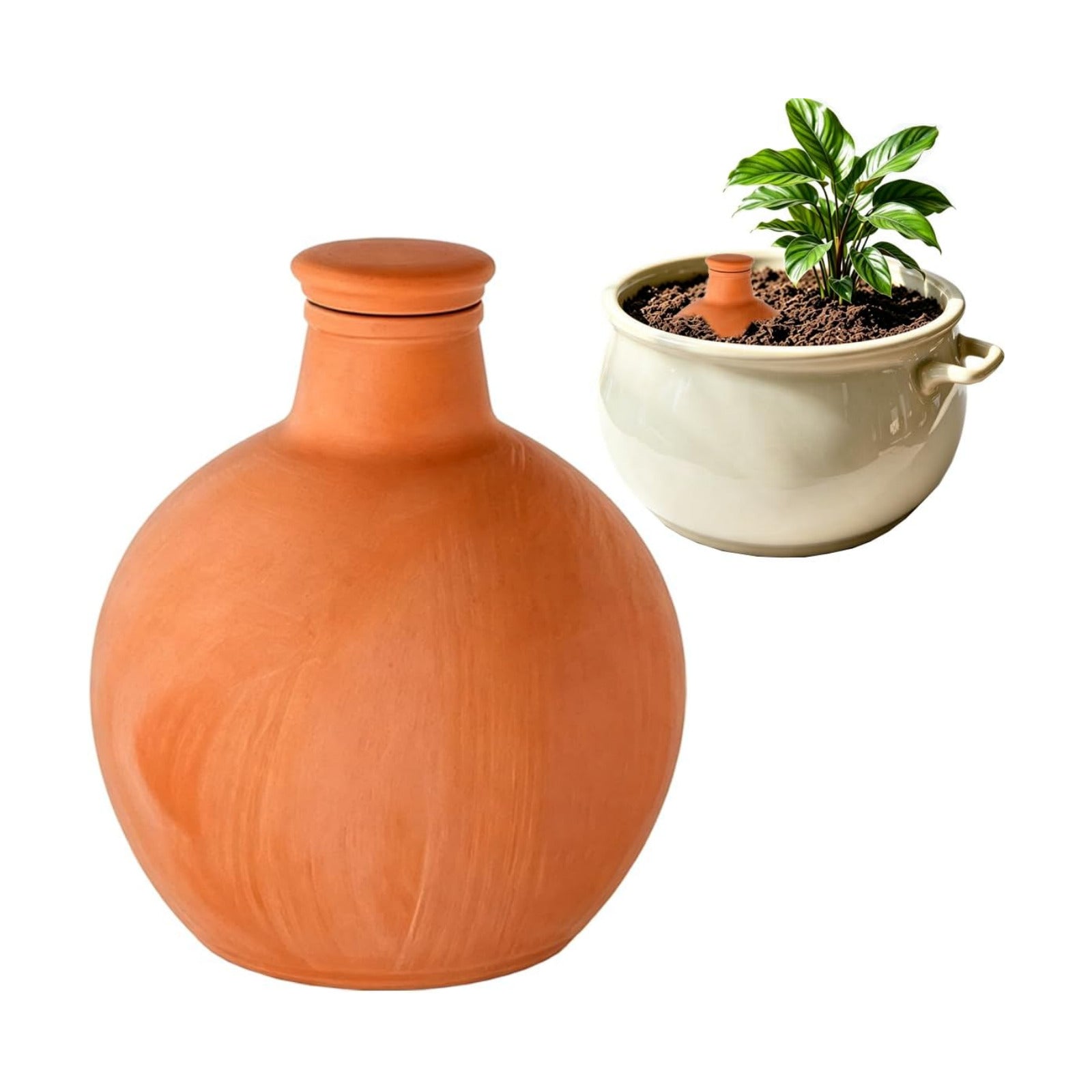 Ollas Self Watering System,Large Terracotta Watering Pots | Slow seepage reaches roots directly,auto-adjusting to soil