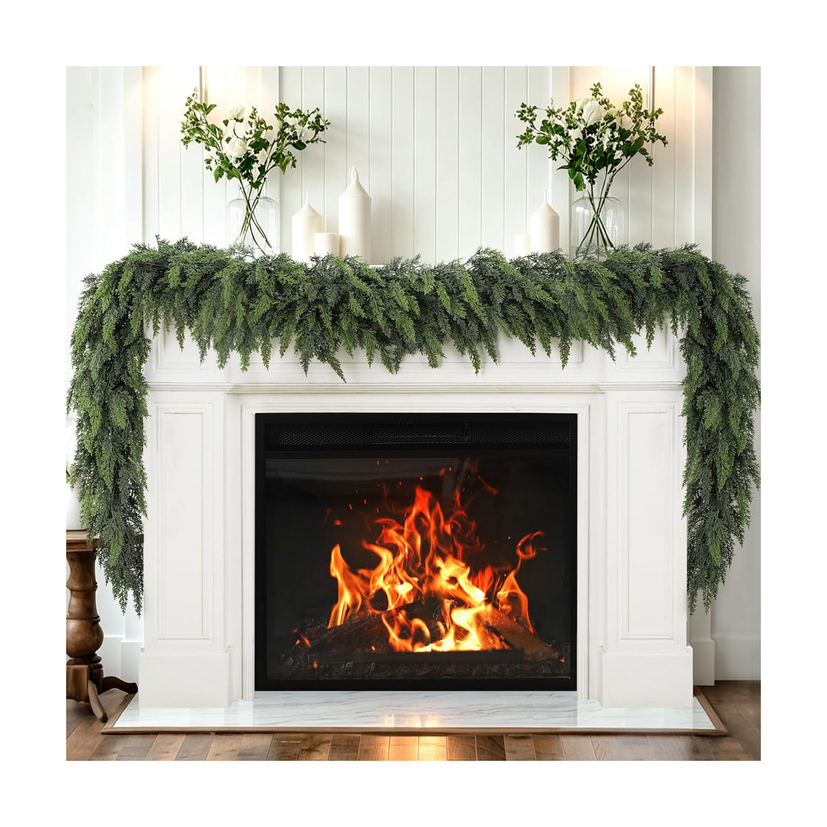 2 Pack 6 Ft Christmas Cedar Garland, Real Touch Soft Greenery Mantel Decor