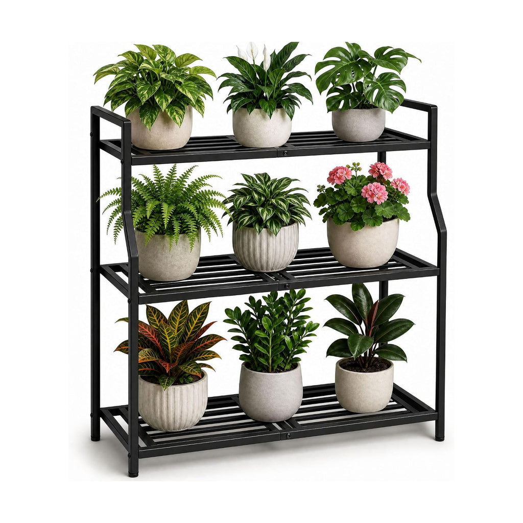 Metal Heavy Duty Plant Stand Indoor Outdoor,30" L×13" W×35" H 3-Tier Tall Plant Stands,Outside Plant Shelves for Large