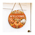 Fall Door Decor Wooden Pumpkin Welcome Sign for Front Door